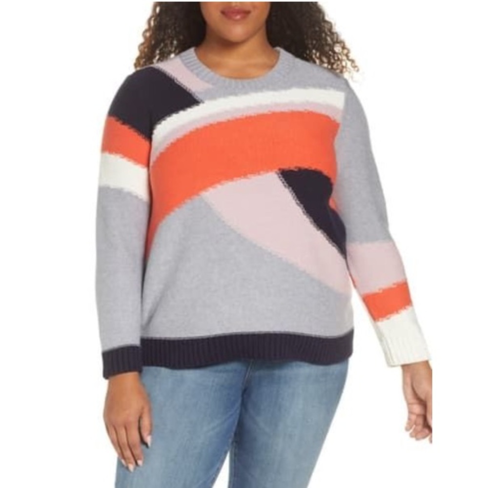 1. State Plus Size Abstract Colorblock Sweater Size 2X